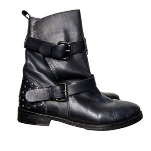 Vintage Foundry Co Sherry Boots 8 Black Studded Moto Biker Goth Punk